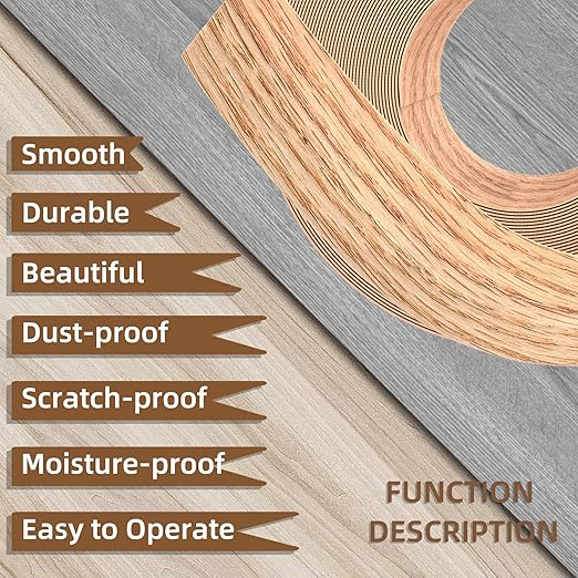 GSCIT Club Red Oak Edge Banding, 1/2 inch x 500ft roll of Wood Veneer Edge Banding Pre-glued Flexible, Real Wood Tape Banding for Cabinet Repair Furniture Restoration