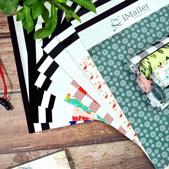 100 Count - 10x13 inch Poly Mailers Black Gingham Plaid Shipping Bags,Mailing Envelope with Self Seal Strip