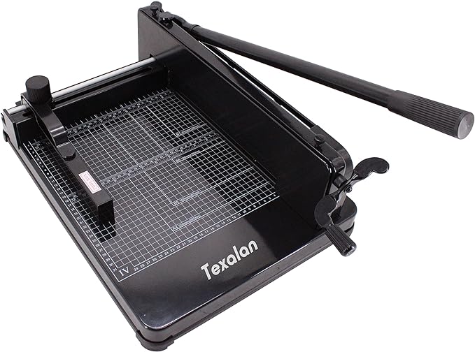 Heavy Duty Guillotine Paper Cutter - 400 Sheets Capacity, A4 12" Stack Paper Trimmer, Steel Base, Black