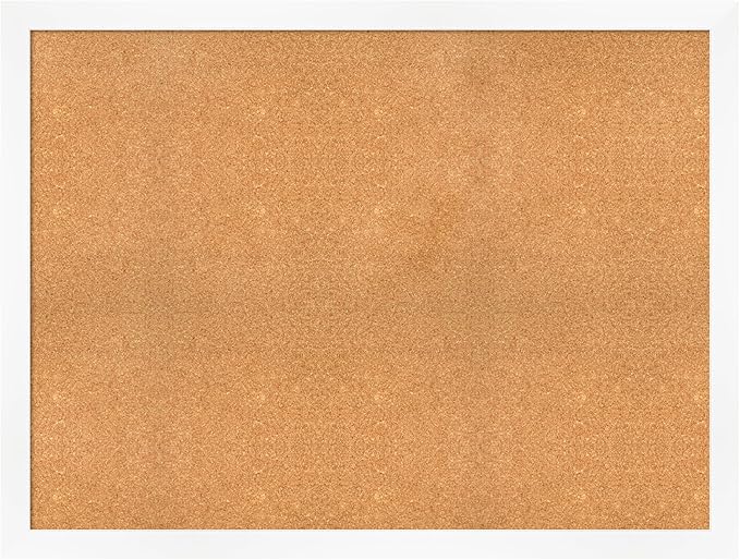 Amanti Art Natural Cork Board for Wall, 37x49 Vision Board with White Frame, Oversize Corkboard Office Decor for Home Organization, Modern Corkboard Pinboard to Display Items for Home Organization in