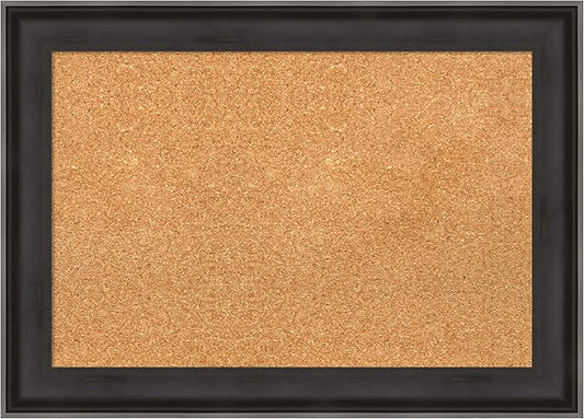 Amanti Art Natural Cork Board for Wall, 20x28 Vision Board with Black Wood Frame, Medium Corkboard Office Decor for Home Organization, Casual Corkboard Pinboard to Display Items for Home Organization