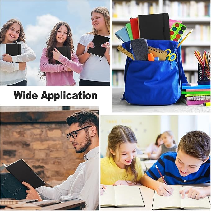 Honoson 20 Pack Lined Journal Notebooks A5 Hardcover Executive Notebook 5.5" x 8.3" PU Leather Wide Ruled Journals Bulk with Elastic Band for Home Business Office School Supplies(Black)