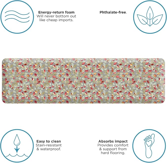 GelPro Anti-Fatigue Designer Comfort Kitchen Floor Mat Orchard Sultry Grey 20x72