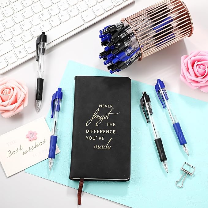 Fulmoon 100 Pcs Gel Ink Pens Retractable Ballpoint Medium Point 1.0 mm Ballpoint Smooth Writing Click Pens for Journal Writing Office Home(Black and Blue Ink)