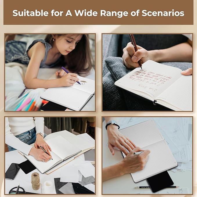 MINICAGIE Lined Leather Journals for Writing A5 Journaling Notebooks with 100 GSM Thick Paper Journal Notebook for Men & Women with Buckle Closure, Work Travel Note Taking Diary, 5.7" x 8.3", Grey