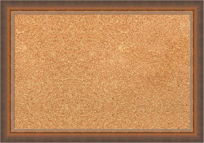Amanti Art Natural Cork Board for Wall, 14x20 Vision Board with Bronze Frame, Small Corkboard Office Decor for Home Organization, Modern Corkboard Pinboard to Display Items for Home Organization in