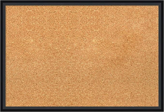 Amanti Art Natural Cork Board for Wall, 17x25 Vision Board with Black Wood Frame, Medium Corkboard Office Decor for Home Organization, Modern Contemporary Corkboard Pinboard to display items for home