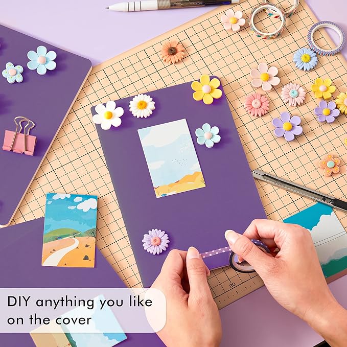 feela 8 Pack Soft Cover Journal Bulk, Notebooks College Ruled for Work, Lined Travel Journal for Women Men, Note Taking Notebook School Supplies Business Writing, 8.2” x 5.5”, A5, Dark Purple