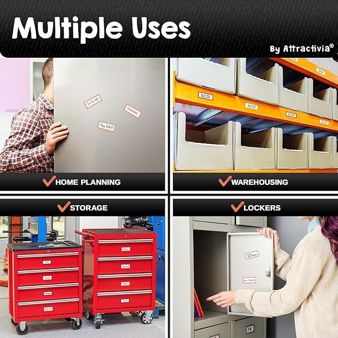 Dry Erase Magnetic Labels 2.8 x 1.2 in, Color Borders, Dry Erase Magnets, 60-Pack, White Erasable Write-On All-Purpose Labels, for Office, Education, Home, Whiteboard, Magnetic Name Tags