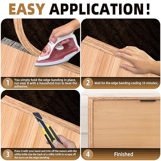 GSCIT Club Red Oak Edge Banding, 13/16 inch x 50ft roll of Veneer Edge Banding Preglued Flexible, Wood Tape Banding for Cabinet Repair