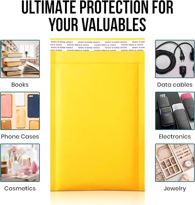 Levex - #1 7.25" x 12 [100 Pack) Kraft Bubble Mailers, Padded Envelope Mailers, Packing Envelope & Mailing Bags for Shipping