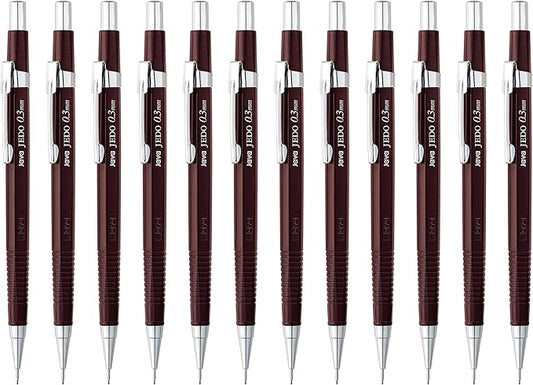 JAVAPEN 0.3 mm Mechanical Drafting Pencil – 12-Pack, Precision Needle Tip, Hex Anti-Roll Barrel, Smooth Metal-Clutch Mechanism