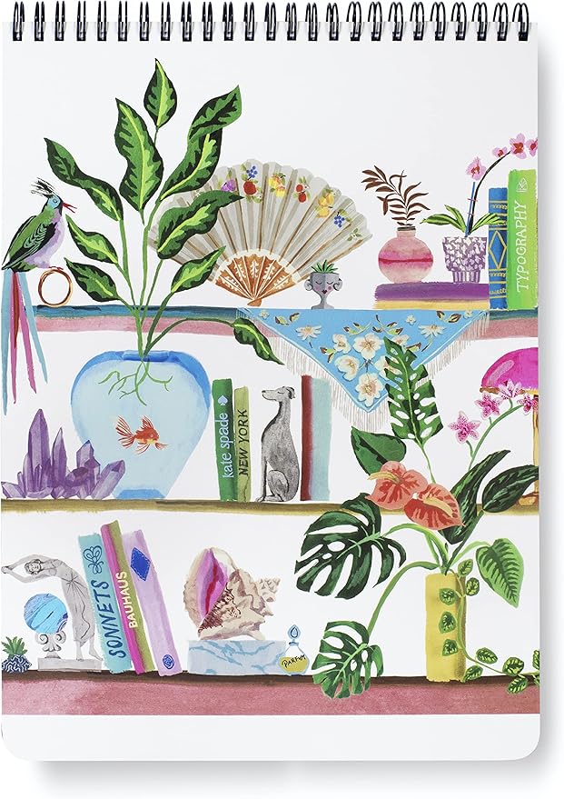 kate spade new york Large College Ruled Notebook, Top Spiral Notebook with 160 Pages, 11.75" x 8.5" Writing Pad, Bookshelf