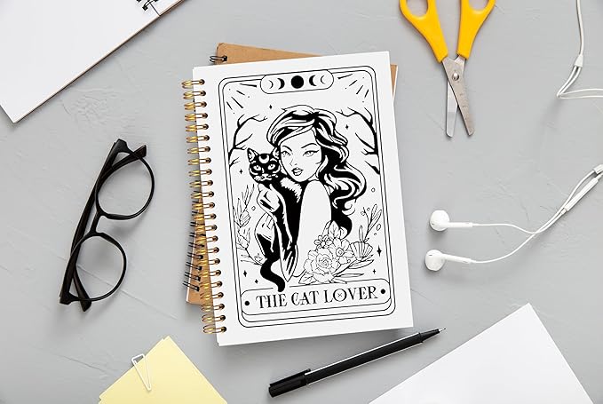 The Cat Lover Tarot Journal Notebook - Cat Gifts for Women Cat Lovers, Cat Mom Gifts, Crazy Cat Lady Gifts, Tarot Lover Gifts, Witchy Journal, Witchy Gifts for Women Spiral Notebook 5.5x8.3