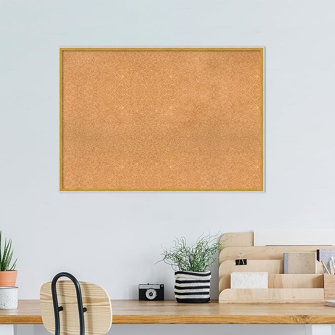 Amanti Art Natural Cork Board for Wall, 29x41 Vision Board with White Frame, X-Large Corkboard Office Decor for Home Organization, Modern Corkboard Pinboard to Display Items for Home Organization in