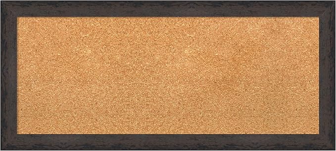 Amanti Art Natural Cork Board for Wall, 15x33 Vision Board with Black Wood Frame, Medium Corkboard Office Decor for Home Organization, Modern Contemporary Corkboard Pinboard to display items for home