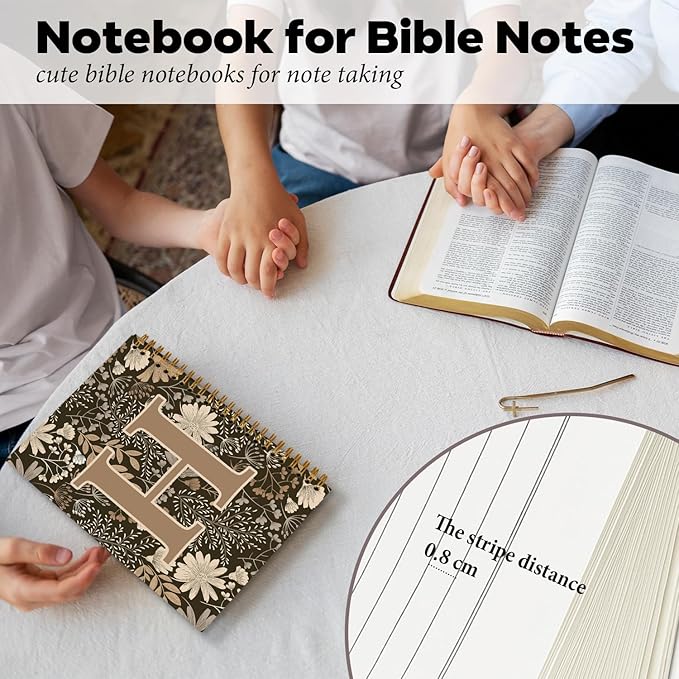 Initial H Personalized Journal Notebook, Boho Floral Journaling Notebooks for Women Girls, Costom Monogrammed Gifts for Women Mom Girls Friends, Letter Spiral Notebook, 5.5x8.3