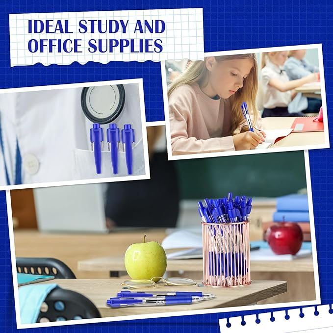 Fulmoon 100 Pcs Gel Ink Pens Retractable Ballpoint Medium Point 1.0 mm Ballpoint Smooth Writing Click Pens for Journal Writing Office Home(Blue Ink)