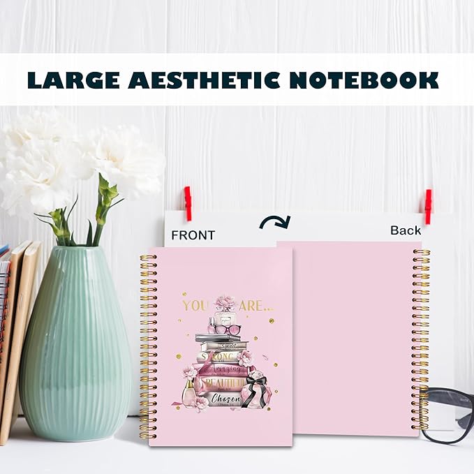 BearCake Pink Notebook for Women,Journaling Notebooks for Women,Womens Book Notebooks,Gifts for Women,Preppy Journal,Be Who You Are Not Who The World Wants You To Be Notebook,Spiral Notebook 5.5x8.3