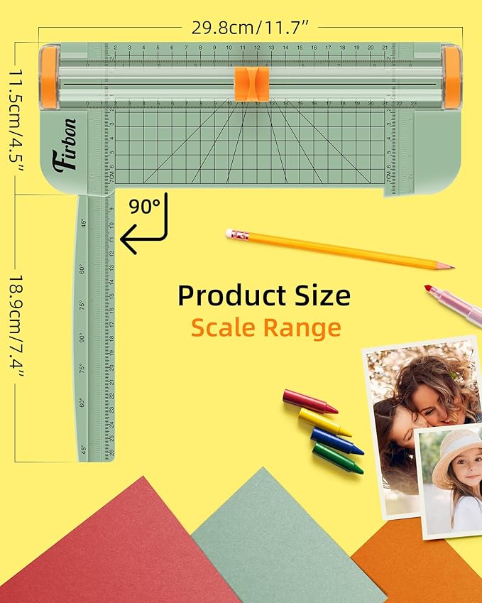 Firbon Morandi A5 Paper Cutter, Straight Small Paper Trimmer with Side Ruler for Scrapbooking Craft, Paper, Coupon, Label, Cardstock