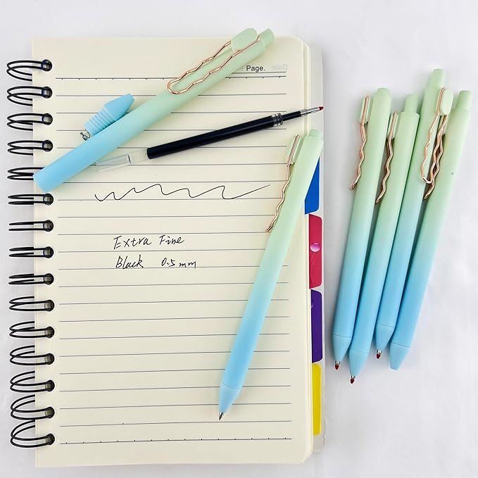 Fengtaiyuan Lv05, Stylish Gradient Color Pen, Black Ink, 0.5mm Extra Fine, Gel Ink Rollerball Pens, Writting Smooth, Rubber Spray (Lv05)