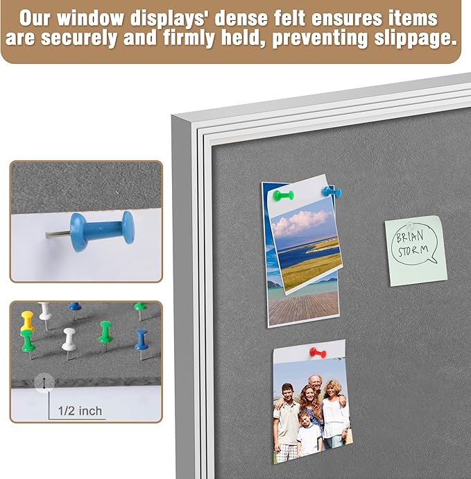 48"x30" Enclosed Bulletin Board, Outdoor Lockable Weather-Resistant Aluminum Cork Noticeboard for School & Office, Silver Frame w/Grey Flet
