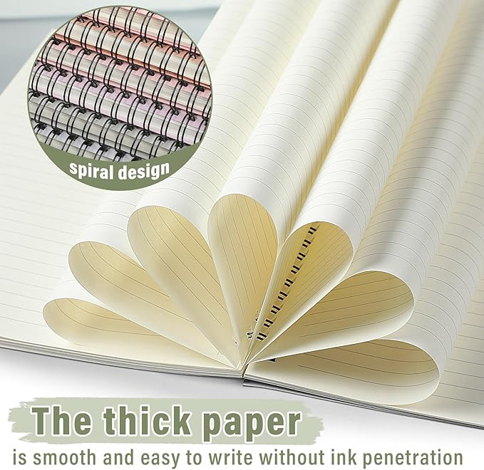 Glenmal 6 Pcs Spiral Notebook for Work A4 8.5 x 11'' College Ruled Spiral Journal Notebook Kraft Cover Ruled Paper, 120 Sheets 240 Pages for Office Study Supplies(Morandi Colors)