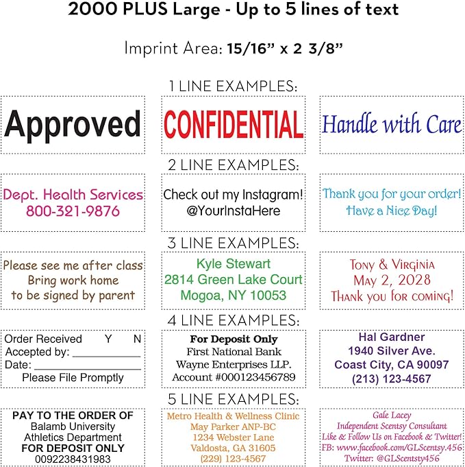 COLOP Large Size Self Inking Custom Text Stamp - Choose from Many Fonts & 15 Ink Colors