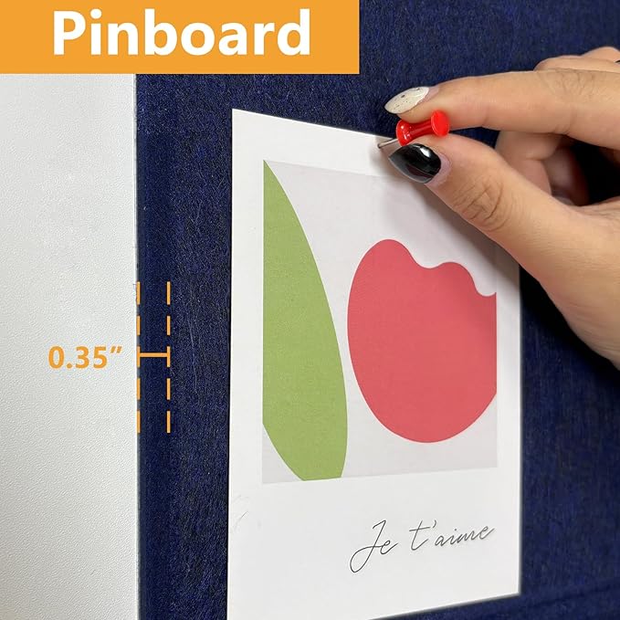 Large Cork Board for Wall with Pins, 36" x 24" Bulletin Board Self-Adhesive Pin Board | Customized 6 Packs Felt Tiles for Office Home Wall Decor, Navy