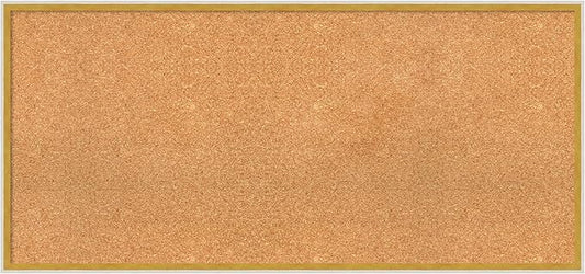 Amanti Art Natural Cork Board for Wall, 21x45 Vision Board with White Frame, Oversize Corkboard Office Decor for Home Organization, Modern Corkboard Pinboard to Display Items for Home Organization in