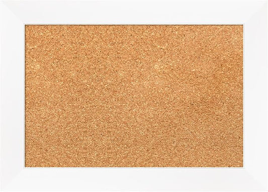 Amanti Art Natural Cork Board for Wall, 15x21 Vision Board with White Frame, Small Corkboard Office Decor for Home Organization, Modern Corkboard Pinboard to Display Items for Home Organization in