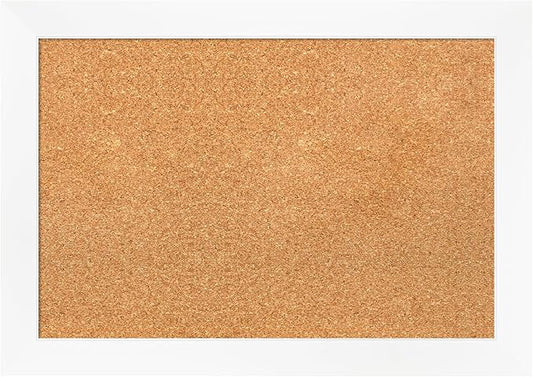 Amanti Art Natural Cork Board for Wall, 19x27 Vision Board with White Frame, Medium Corkboard Office Decor for Home Organization, Modern Corkboard Pinboard to Display Items for Home Organization in