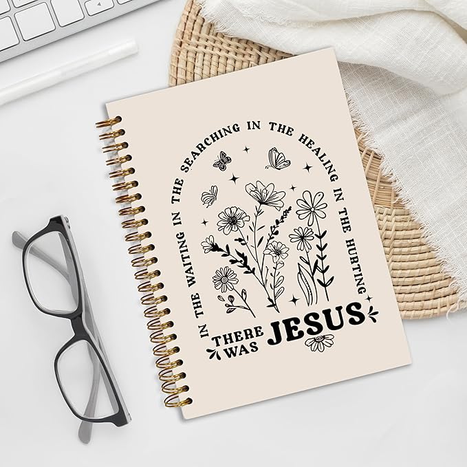 YOU FOUND ME Bible Notebook, A5 Spiral Christian Journal with Floral Pink Butterfly Notebook, There Was Jesus, Inspirational Notebooks for Women, Gift for Birthday Christmas, Office Supplies
