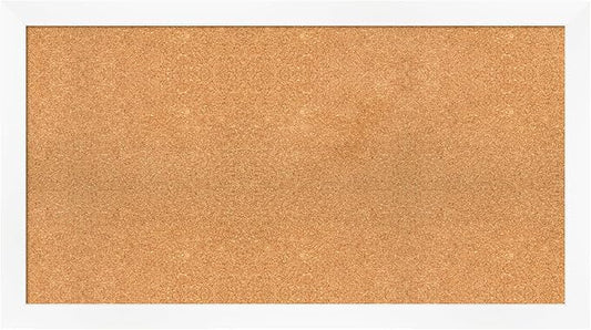 Amanti Art Natural Cork Board for Wall, 25x45 Vision Board with White Frame, Oversize Corkboard Office Decor for Home Organization, Modern Corkboard Pinboard to Display Items for Home Organization in
