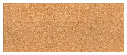 Amanti Art Natural Cork Board for Wall, 15x35 Vision Board with White Frame, Medium Corkboard Office Decor for Home Organization, Modern Corkboard Pinboard to Display Items for Home Organization in