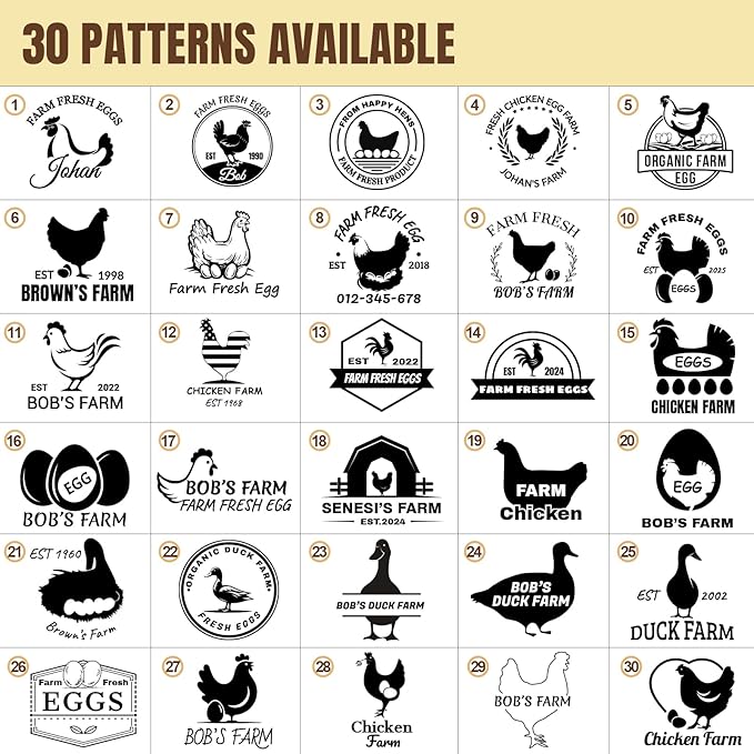 Custom Egg Stamp Personalized Egg Stamps for Fresh Eggs with Your Text & Design for Farm Branding Backyard Eggs