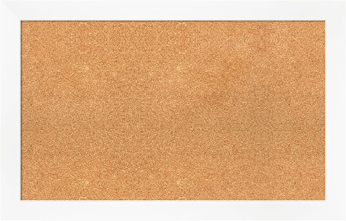 Amanti Art Natural Cork Board for Wall, 21x33 Vision Board with White Frame, Medium Corkboard Office Decor for Home Organization, Modern Corkboard Pinboard to Display Items for Home Organization in