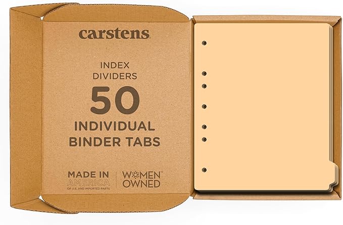 Carstens - Heavy Duty Plastic Ring Binder Dividers, Side Tab, 1/9 Cut, Tab 9 Position, US Letter, Pale Orange, Case of 50, (2618-18CS) - Ideal Medical Chart Dividers or Index Tabs for 3 Ring Binders