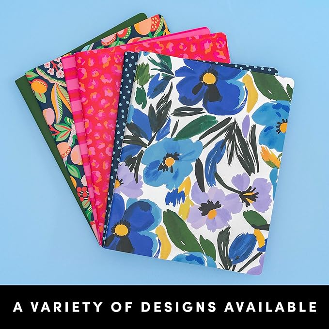 PAPERAGE Soft Cover Lined Journal Notebook, 2 Pack, (Bright Cheetah), 100 Pages, Large 7.5 inches x 9.5 inches, College Ruled, Ideal for Note Taking & Travel Journal