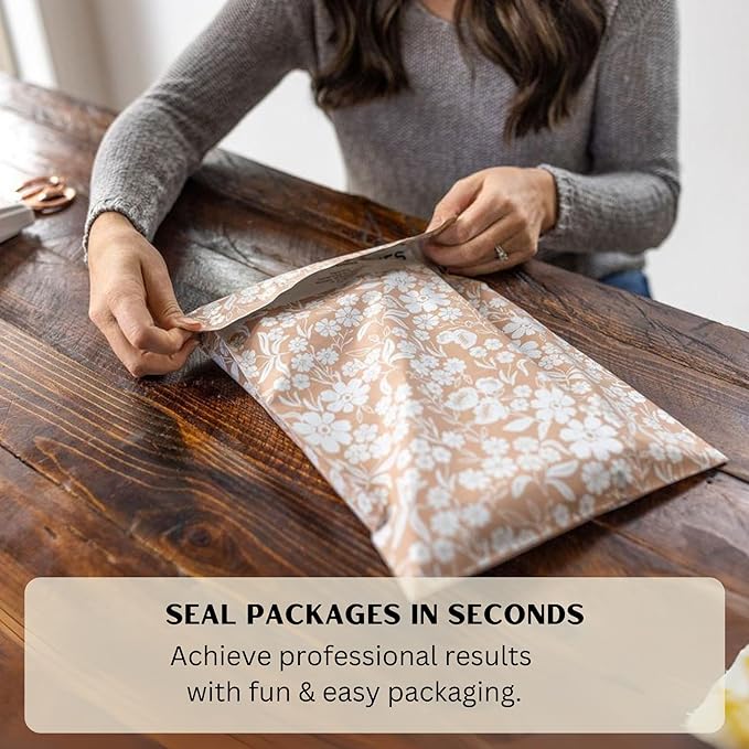 Poly Mailers 10x13 Inch 500 Pack Medium Shipping Bags Strong Thick Mailing Envelopes | Self Sealing Adhesive | Waterproof & Tear Resistant | Small Business Packaging for Clothing - Floral Dusty Pink