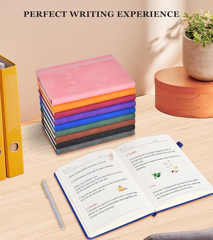 Lined Journal Notebook for Men & Women,200 Pages A5 Hardcover Leather Notebook (5.9"x8.5"), Travel Journal for Work, School, Business Writing, Note Taking, Notepad Diary (Navy)