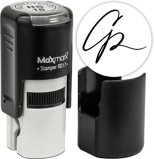 MaxMark Custom Round Self Inking Small Signature Stamp - 15 Colors to Choose