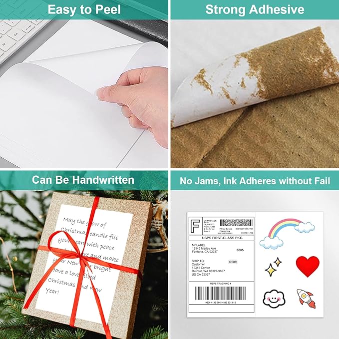 MFLABEL Half Sheet Labels with Self Adhesive, 8.5 x 11 Inches Packaging Labels, Address Labels, Shipping Labels for Laser & Inkjet Printers, 100 Count(50 Sheets)