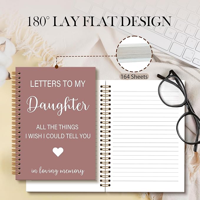 OINDADE Memorial Gifts for Loss of Daughter Grief Notebook Journal, Letters to My Daughter in Heaven Journal, Sympathy Notebooks Gifts for Loss of DaughterMother, In Loving Memory Gifts, 6x8.2In