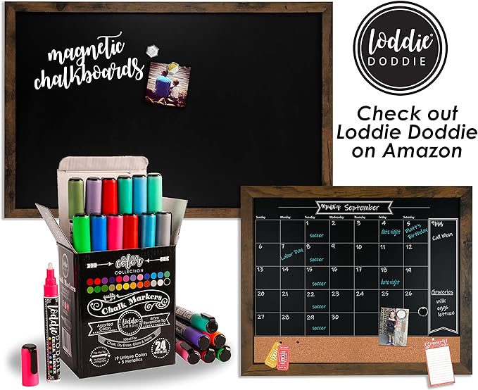 Loddie Doddie Jumbo Chalkboard Markers Pack - 8 Vivid Neon Colors - 15mm Chisel Tip - Erasable Liquid Ink for Signs, Blackboard, Car Window & Bistro - Neon Chalk Markers