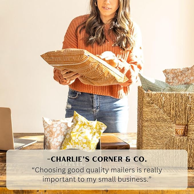 Poly Mailers 10x13 Inch 100 Pack Medium Shipping Bags Strong Thick Mailing Envelopes | Self Sealing Adhesive | Waterproof & Tear Proof | Small Business Packaging for Clothing - Floral Dusty Pink