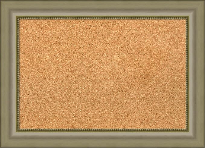 Amanti Art Natural Cork Board for Wall, 21x29 Vision Board with Silver Wood Frame, Medium Corkboard Office Decor for Home Organization, Traditional Corkboard Pinboard to Display Items for Home