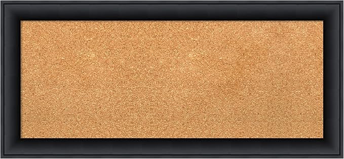 Amanti Art Natural Cork Board for Wall, 15x33 Vision Board with Black Wood Frame, Medium Corkboard Office Decor for Home Organization, Modern Contemporary Corkboard Pinboard to display items for home