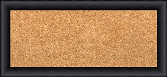 Amanti Art Natural Cork Board for Wall, 15x33 Vision Board with Black Wood Frame, Medium Corkboard Office Decor for Home Organization, Modern Contemporary Corkboard Pinboard to display items for home