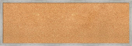 Amanti Art Natural Cork Board for Wall, 13x37 Vision Board with White Frame, Medium Corkboard Office Decor for Home Organization, Cottage Corkboard Pinboard to Display Items for Home Organization in